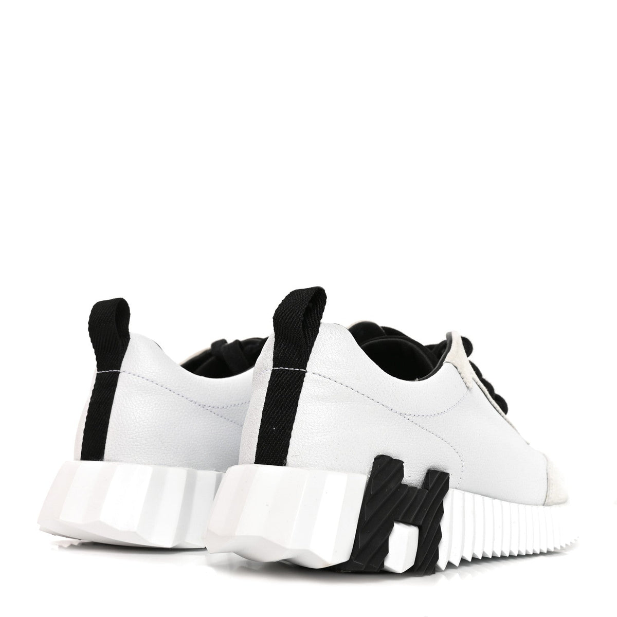 Hermes Calfskin Suede Bouncing Women's Sneakers White Black