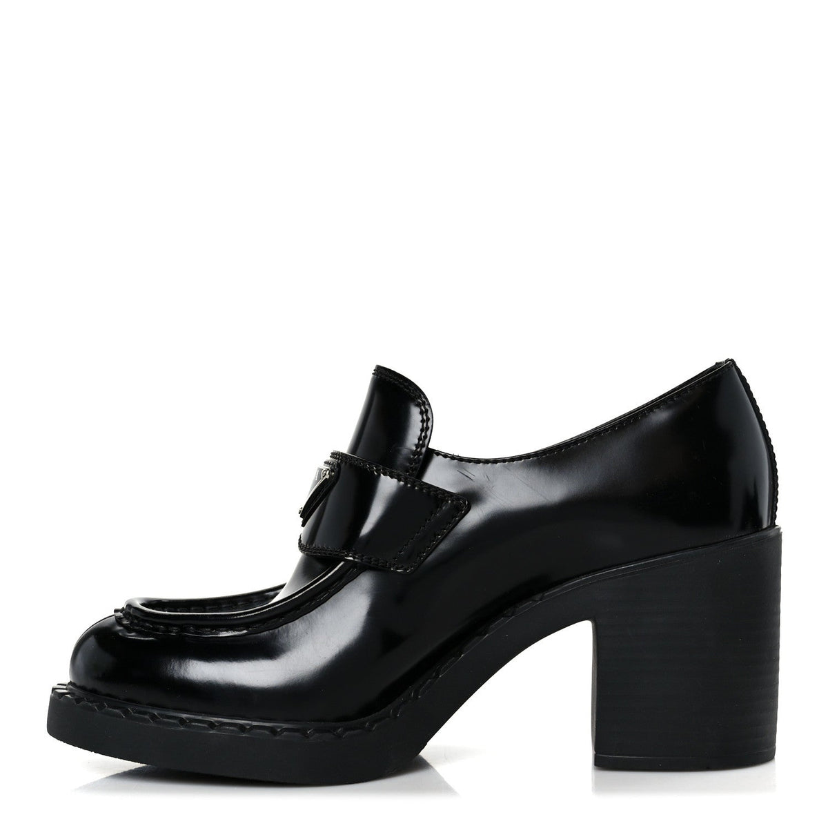 Spazzolato Metal Triangle Logo 85Mm Loafers Black