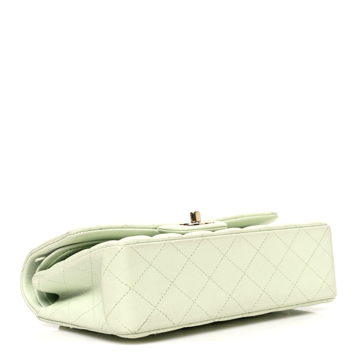 Small Quilted Caviar Flap Shoulder Bag - Light Green