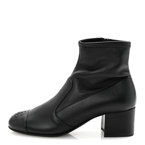 Chanel Stretch Lambskin Cap Toe CC Women's Boots