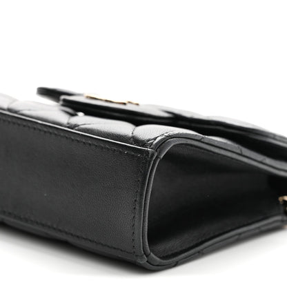 Quilted Lambskin Clutch Bag - Black