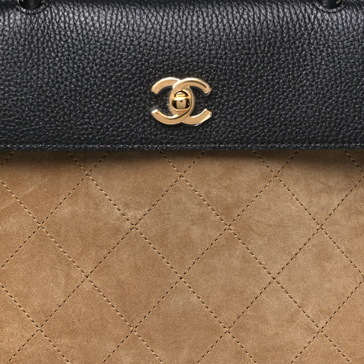 Calfskin Suede Handbag - Beige