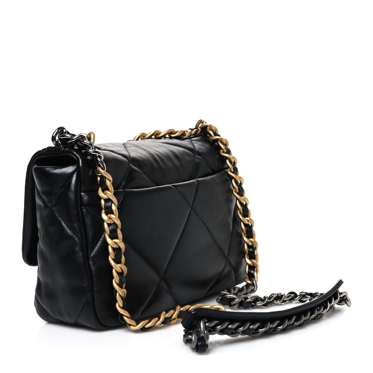 Medium Quilted Lambskin Flap Shoulder Bag - Black