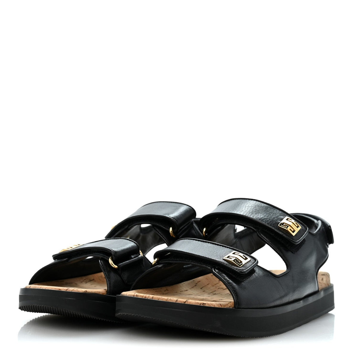 Givenchy Calfskin Women's 4G Strap Flat Sandals 37 Black