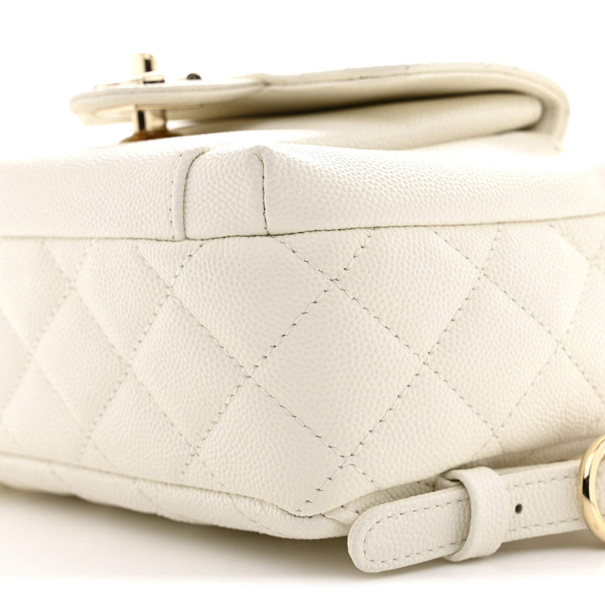 Small Quilted Caviar Backpack - White