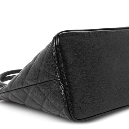 Quilted Caviar Tote Bag - Black