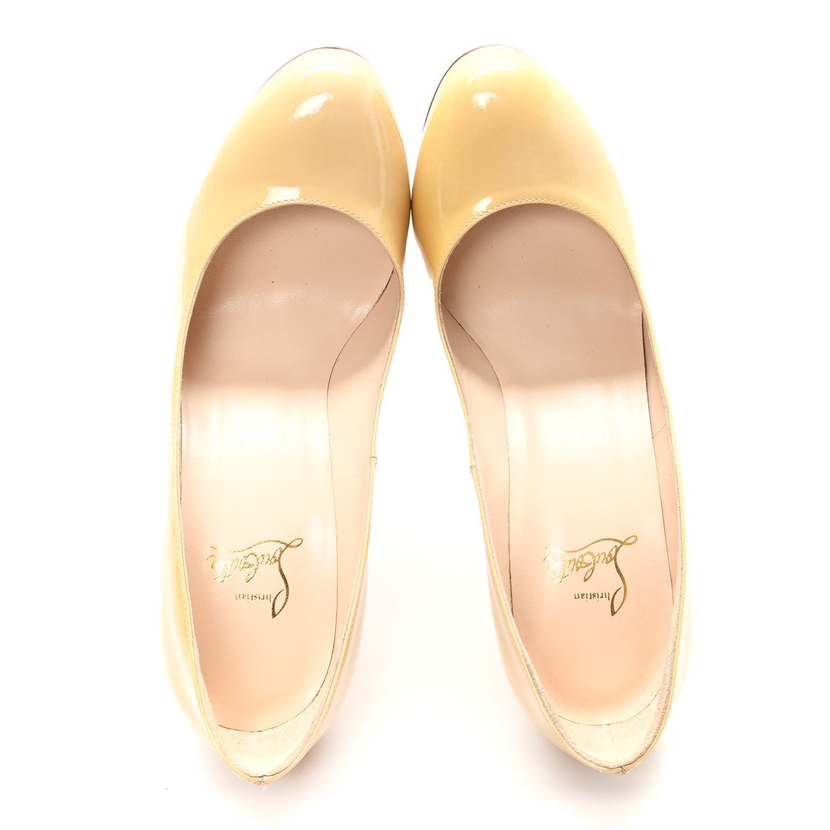 Christian Louboutin Patent Fifi 100 Women's Pumps 38.5 Nude