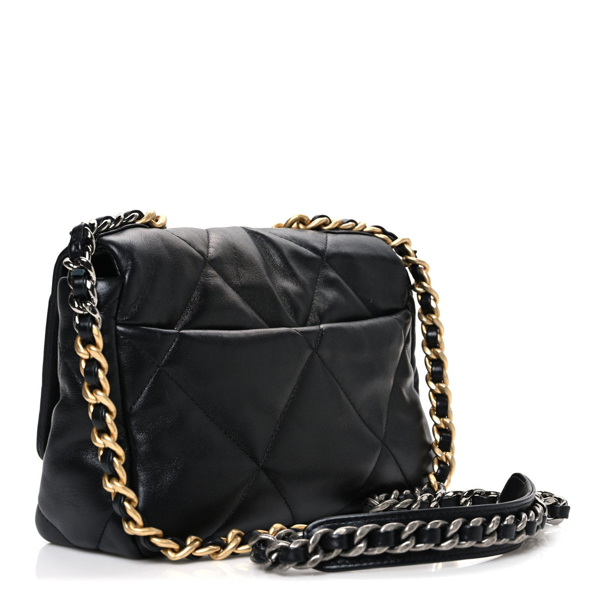 Medium Quilted Lambskin Flap Shoulder Bag - Black