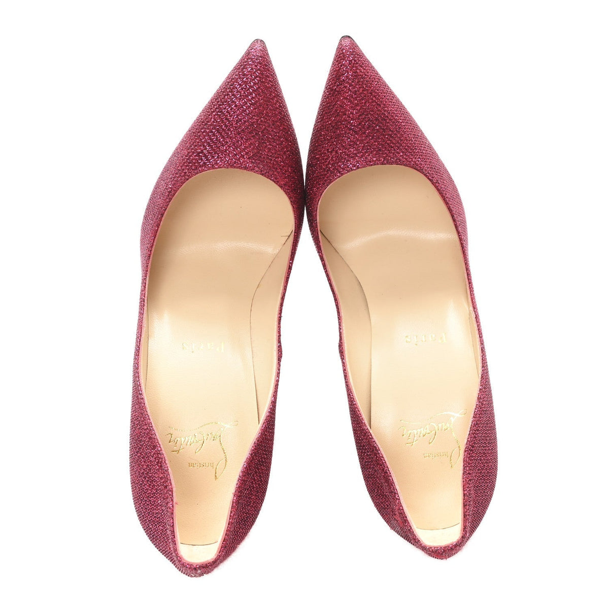 Christian Louboutin Glitter Tisse Pigalle Follies 120 Women's Pumps 37.5 Cassis