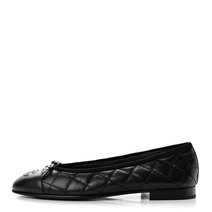 Chanel Aged Calfskin Quilted CC Cap Toe Women's Flats