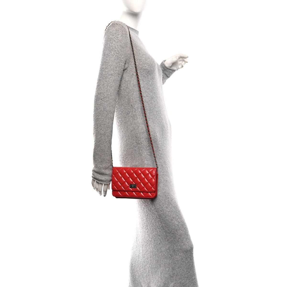 Quilted Calfskin Wallet Bag - Red