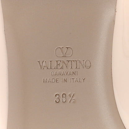 Valentino Garavani Patent Leather Women's Rockstud Ballerina Flats 38.5 Ivory Poudre