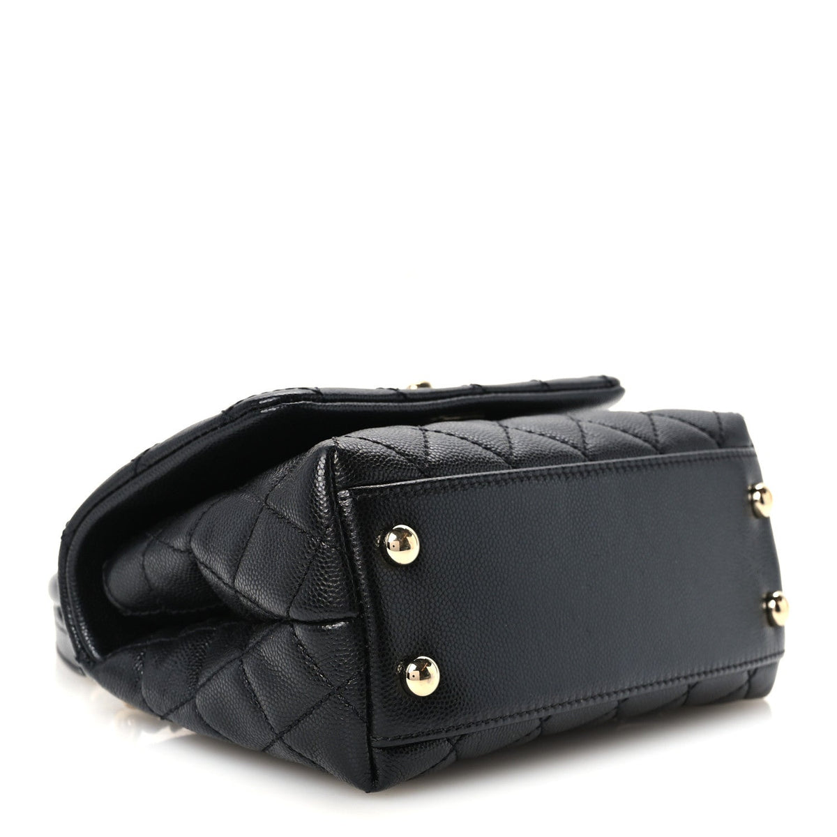 Mini Quilted Caviar Flap Shoulder Bag - Black