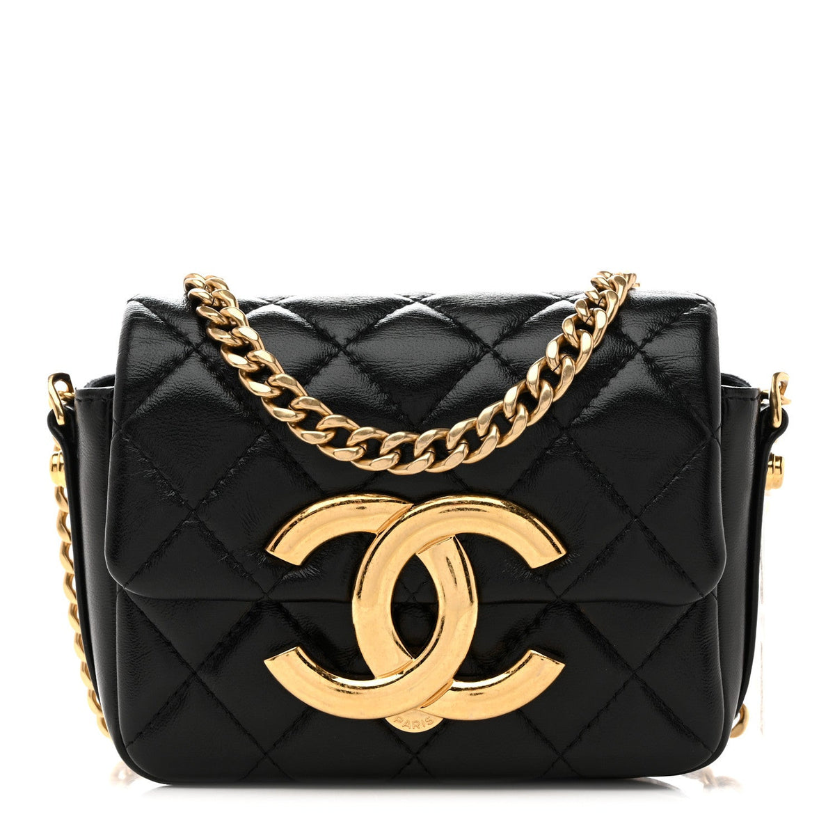 Mini Quilted Lambskin Flap Shoulder Bag - Black