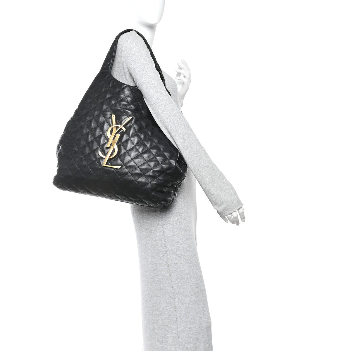 Maxi Quilted Lambskin Tote Bag - Black