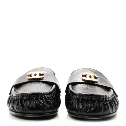 Chanel Shiny Crumpled Lambskin CC Women's Mules