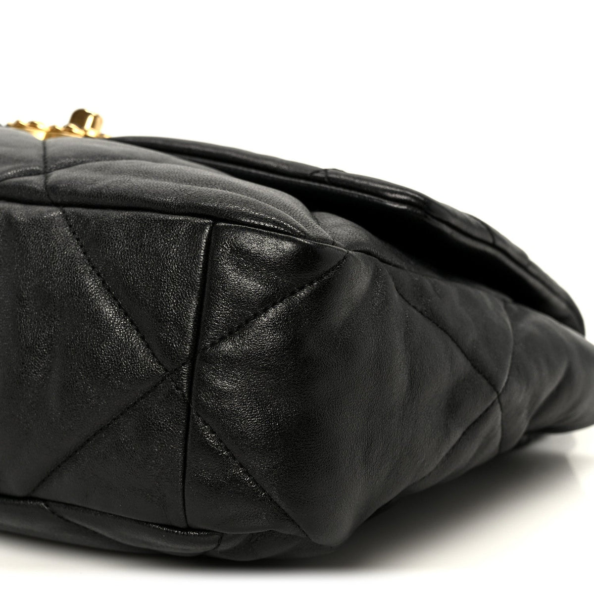 Large Quilted Goatskin Flap Shoulder Bag - Black
