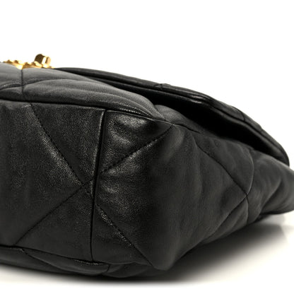Large Quilted Goatskin Flap Shoulder Bag - Black