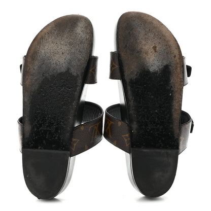 Louis Vuitton Canvas Women's Bom Dia Mule Sandals 40 Black