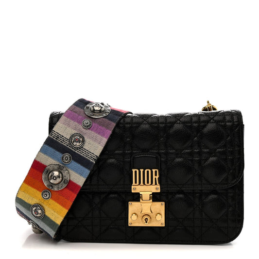 Large Lambskin Flap Shoulder Bag - Black