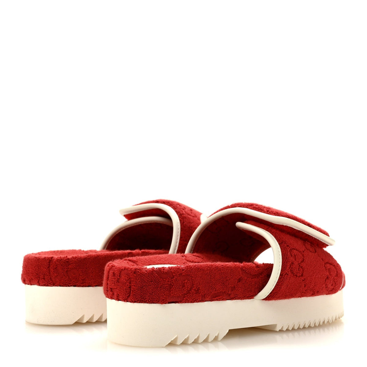 Gucci X Adidas Terry Cloth Women's Platform Sandals 36 Maple Red Off White