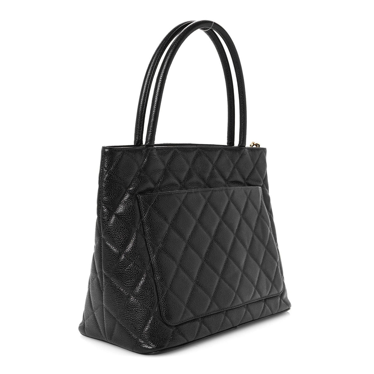 Quilted Caviar Tote Bag - Black