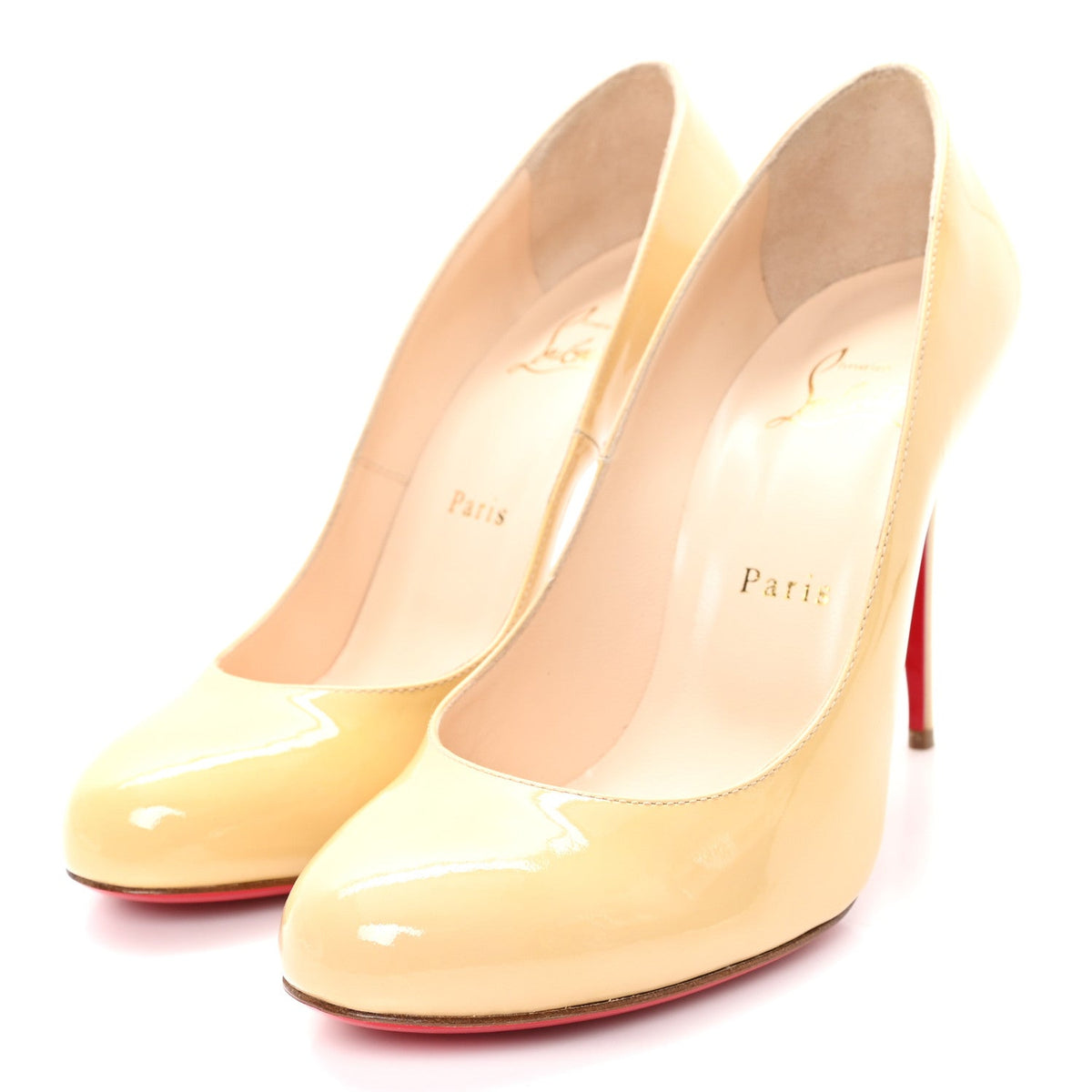 Christian Louboutin Patent Fifi 100 Women's Pumps 38.5 Nude