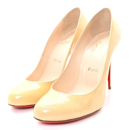 Christian Louboutin Patent Fifi 100 Women's Pumps 38.5 Nude