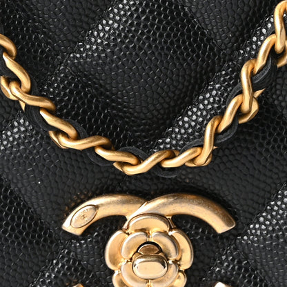 Quilted Caviar Wallet Bag - Black