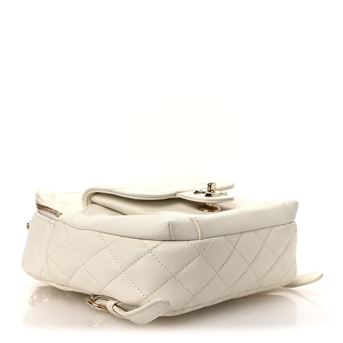 Small Quilted Caviar Backpack - White