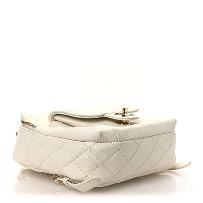 Small Quilted Caviar Backpack - White