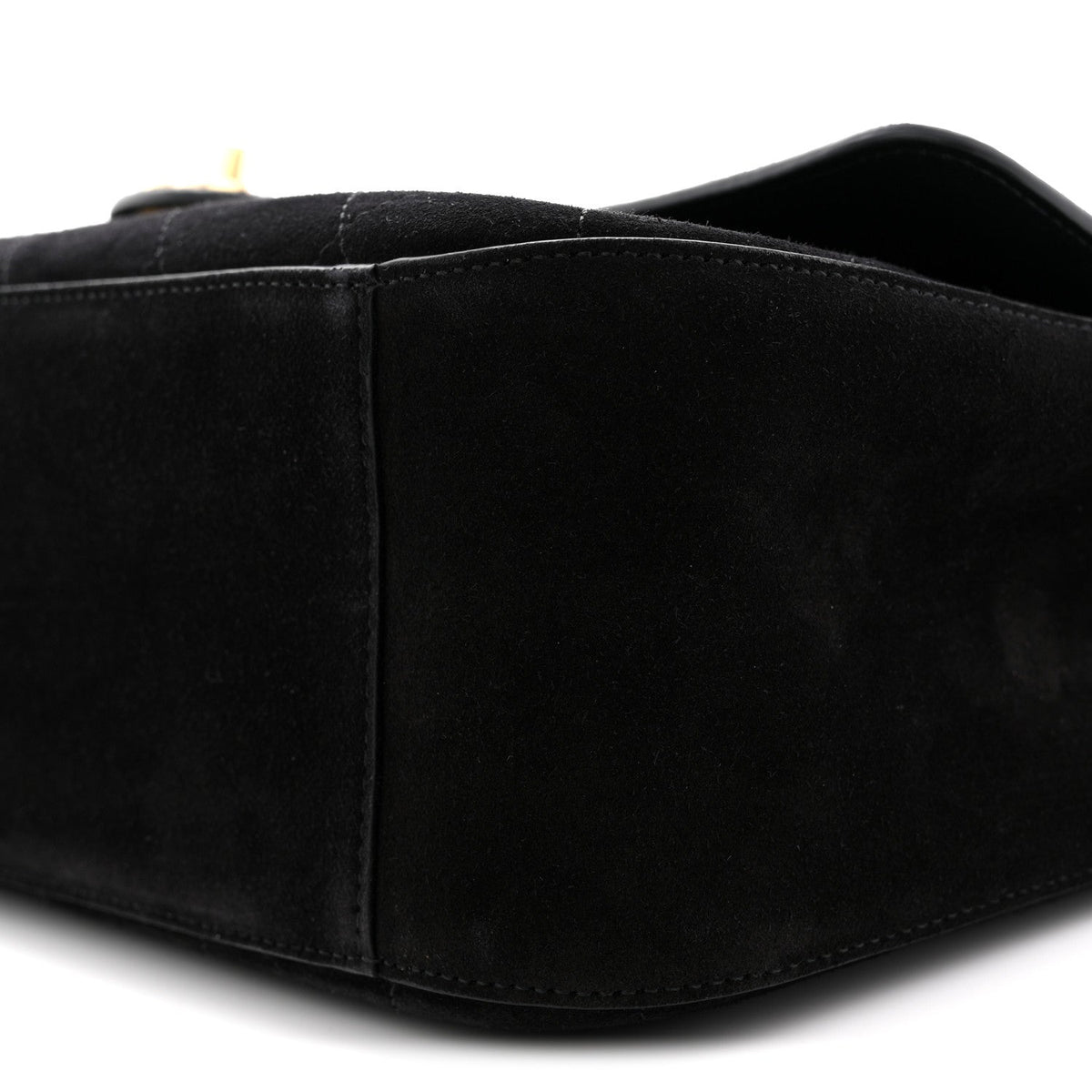 Small Calfskin Suede Flap Shoulder Bag - Black