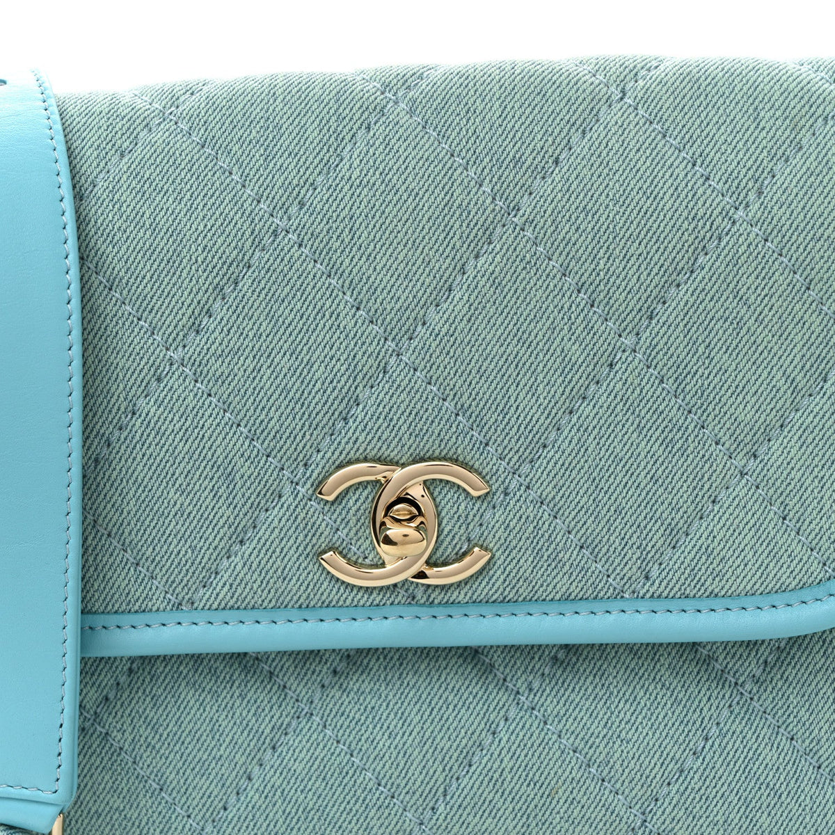 Small Quilted Flap Shoulder Bag - Blue