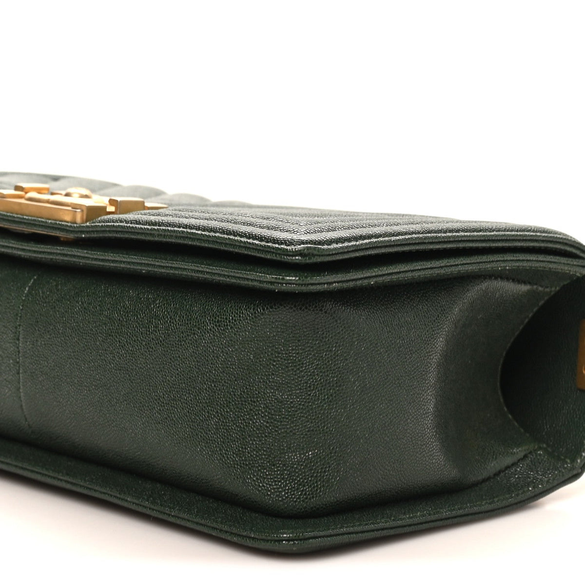 Medium Quilted Caviar Flap Shoulder Bag - Green