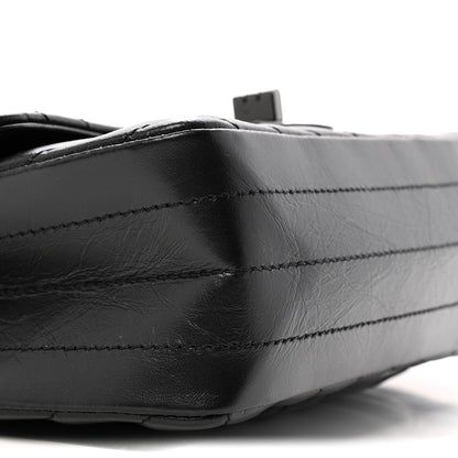 Mini Quilted Calfskin Flap Shoulder Bag - Black