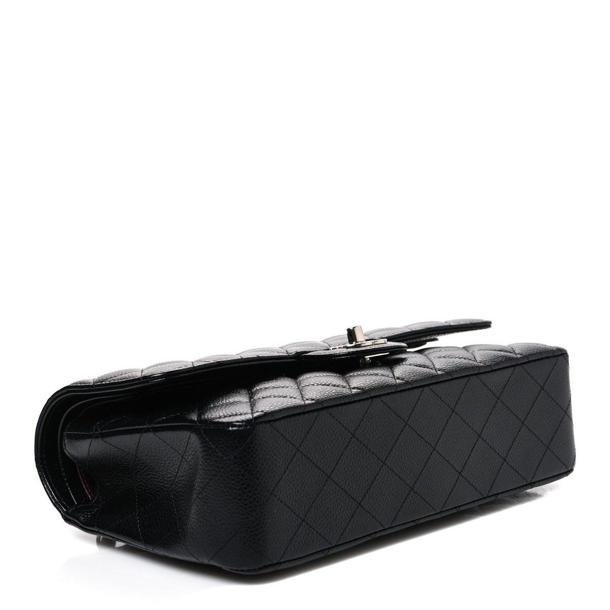 Medium Quilted Caviar Flap Shoulder Bag - Black
