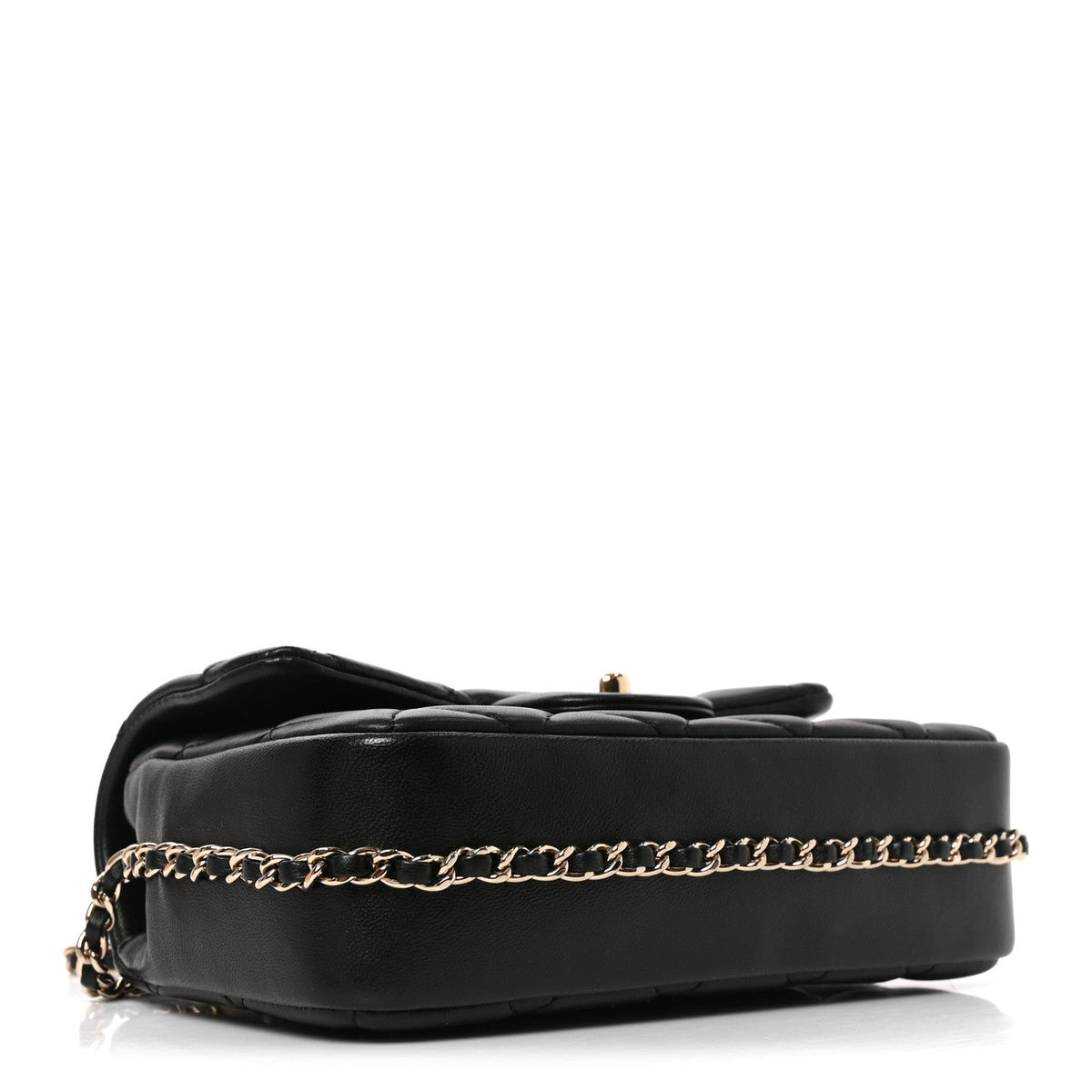 Small Quilted Lambskin Flap Shoulder Bag - Black