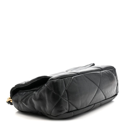 Medium Quilted Lambskin Flap Shoulder Bag - Black
