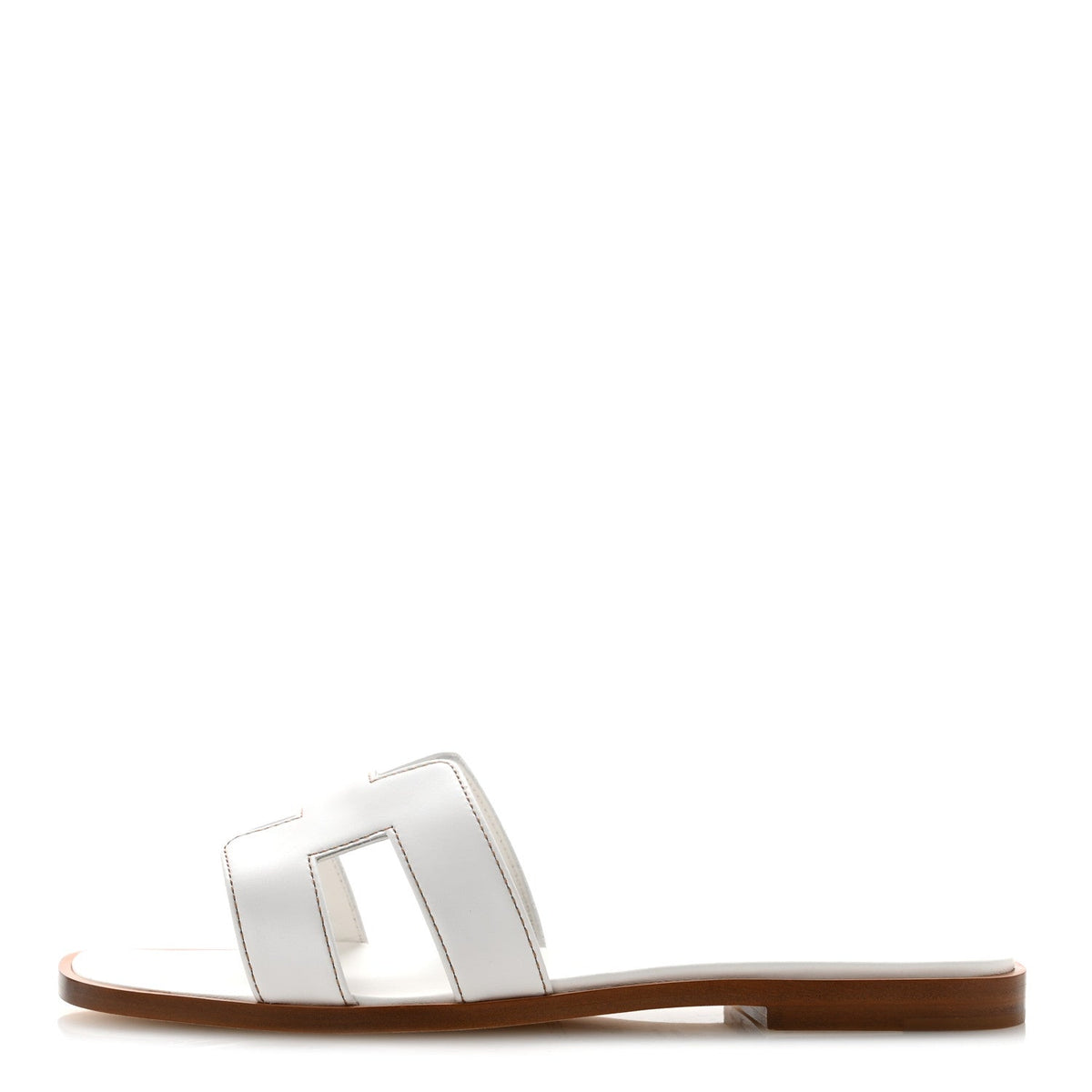 Hermes Box Calfskin Women's Oran Sandals 36 White