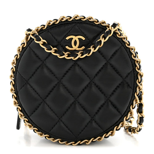 Quilted Lambskin Clutch Bag - Black