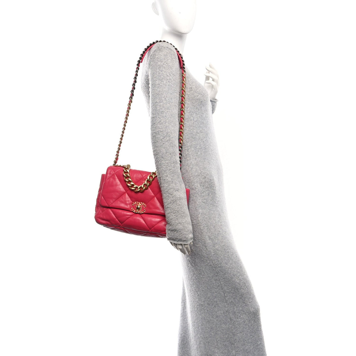 Large Quilted Goatskin Flap Shoulder Bag - Pink