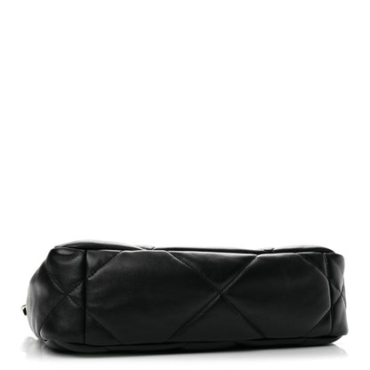 Medium Quilted Lambskin Flap Shoulder Bag - Black