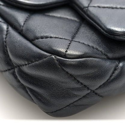 Mini Quilted Lambskin Flap Shoulder Bag - Black