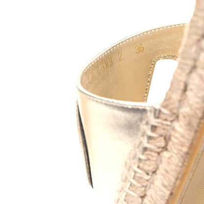 Valentino Garavani Laminated Napa Women's VLogo Cut Out Espadrille Slide Sandals 36 Silver