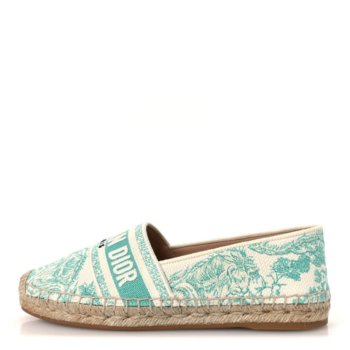 Embroidered Toile De Jouy Granville Espadrille Aquamarine