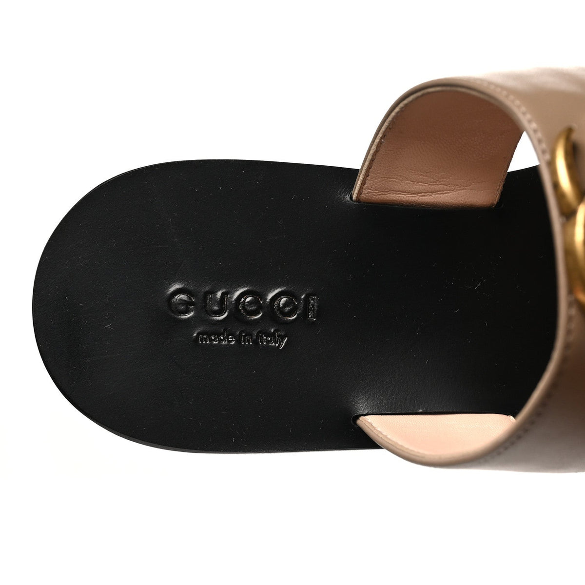 Gucci Calfskin Women's GG Marmont Thong Sandals 35.5 Mud
