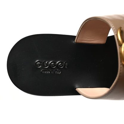 Gucci Calfskin Women's GG Marmont Thong Sandals 35.5 Mud
