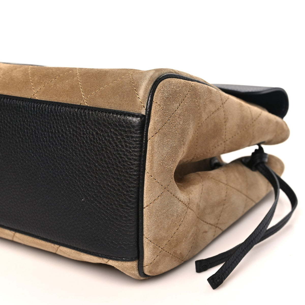 Calfskin Suede Handbag - Beige