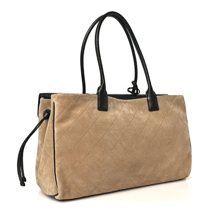 Calfskin Suede Handbag - Beige