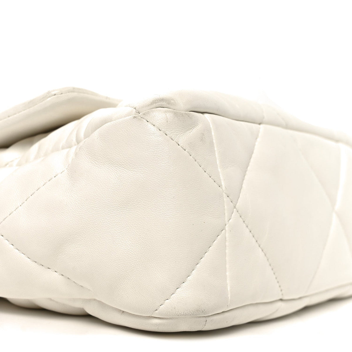 Large Quilted Flap Shoulder Bag - White